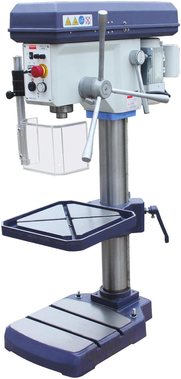 BENCH STEP PULLEY DRILL PRESSES Dayton premier line of step pulley drill presses have a wide range of speeds and are constructed through-out to form a solid base for heavy, accurate continuous use.