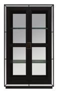 CONSOLE 64W x 18D x 36H Two doors with beveled black glass door onlays, one adjustable