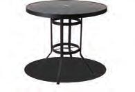 Stamped aluminum tables are available