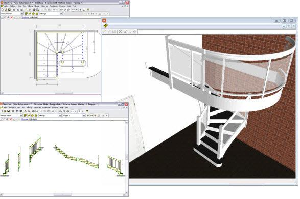 Sales Make a design that sells The staircase is designed in three views: plan view, side view and 3D view.