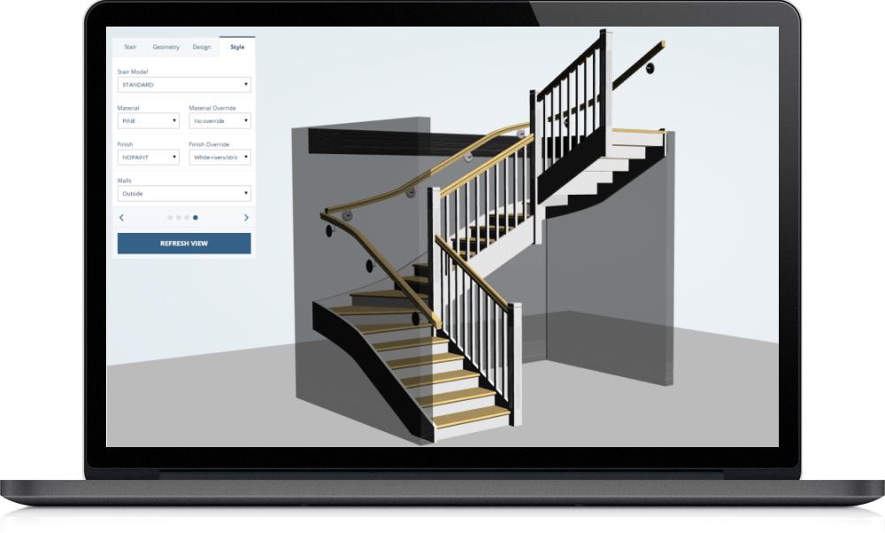 Used in combination with the add-on pricing module, there is an option to display the price of the stair as well.