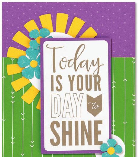 Attach three Blossom star stickers from Complements to card as shown If desired, add Liquid Glass to the coconuts and use clear shimmer brush on palm trees 4 ¼" µ 5 ½" Today Is Your Day to Shine Card