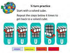 Slides 24-29 The next series of slides provides practice in making the turns. Some of the slides say you should start with a solved cube.