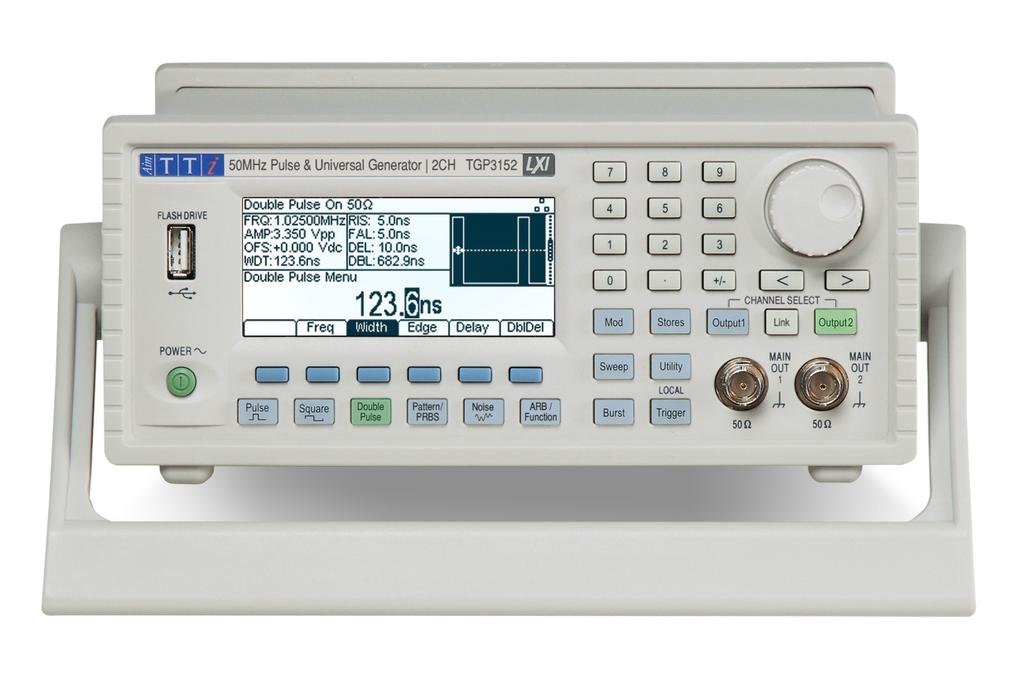 Features at a glance TGP3100 Series Pulse and Universal Generators single or dual channels, 50MHz or 25MHz ffpulse waveforms from 1mHz to 50MHz, minimum rise time 5ns ffvery low jitter synchronous