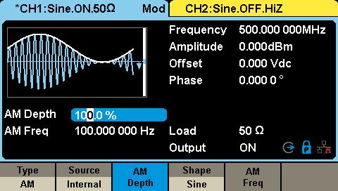Touch Screen Display SDG6000X can only display the parameters and waveform type of one channel at a time.