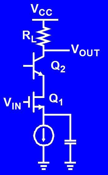MOS-HBT Cascode ft of MOSFET cascode is <