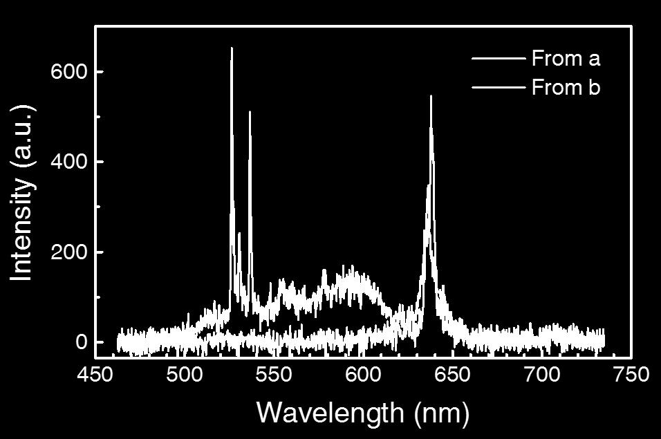 contrast with the spectrum at CdSe-rich end which only exhibits the longer wavelength lasing. This result is consistent with the discussion in Chapter 6.4.