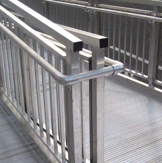 RAMP HANDRAIL ASSEMBLY F STEP 4 (IF REQUIRED) 6' STRAIGHT HANDRAIL DETAIL F 2' OR 4' STRAIGHT HANDRAIL HANDRAIL ELBOW CASTING SWITCHBACK HANDRAIL SWITCHBACK HANDRAIL -Slide two handrail elbow