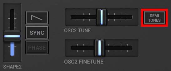 Furthermore Oscillator 2 provides 3 different Tune modes. Semi Tones (default): The Tune faders are scaled to semi tones in a range from -63..+63.