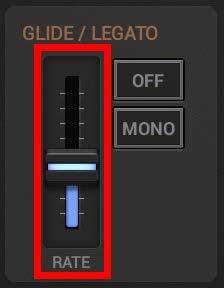 To choose one of the operation modes, simply tap the selector button. 8.2.16.1 Rate The glide rate defines the tempo in semitones per second to glide from one note to another.