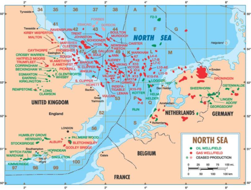 Case Study: Oil/Gas Industry OVERVIEW Concentration of oil/gas activity in the Southern North Sea Shallow water - coincident with gas deposits Numerous pipelines Concentration at 4