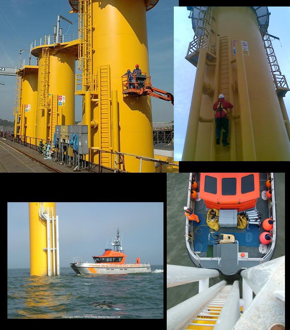 The boatlanding consists of two mainly vertical fenders connected by stubs to the main structure.