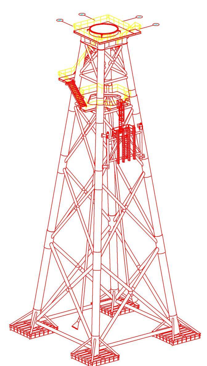 JACKET SUBSTRUCTURE: CONSTRUCTION Legs of the jacket setting on the seabed; Foundation piles driven in at each leg to secure the structure; A wider cross section than the monopile, strengthening it