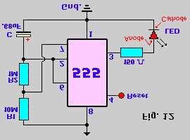 Experimental steps: This circuit is resetable by grounding pin 4, so be sure to have an extra wire at pin 4 ready to test that feature. 2. Apply power to the circuit.