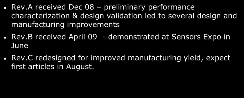 validation led to several design and manufacturing improvements Rev.
