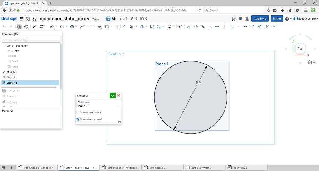 Using the dimensions illustrated, create a circle