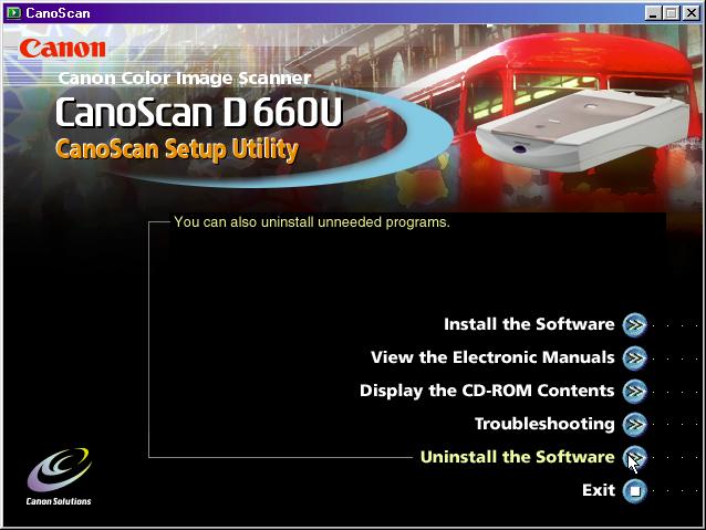 chapter 2 Installing ScanGear CS-U Uninstalling ScanGear CS-U Uninstalling ScanGear CS-U using the CanoScan Setup Utility