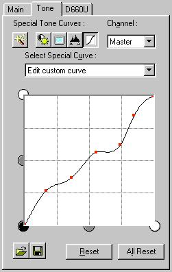 chapter 4 What is on the Screen? Editing a Special Tone Curve Directly In the Special Tone Curves graph you can edit the curve directly. 1.