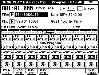 5. Song Play mode In Song Play mode you can load Standard MIDI Files (SMF) from floppy disk or external SCSI device, and play them directly as they are being loaded.