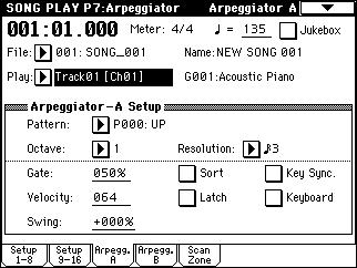 The arpeggiator will not be applied to notes played back from an SMF.