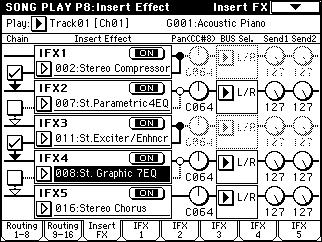 Send1 (MFX1) [000...127] Send2 (MFX2) [000...127] Specify the send levels from tracks 1 16 to master effects 1 and 2. This is valid when BUS Select (8 1b) is set either to L/R or Off.