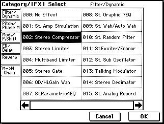 If BUS Select is set to IFX1, IFX2, IFX3, IFX4 or IFX5, the send levels to master effect 1 and 2 are set by Send 1 and Send 2 (8 2a) after passing through IFX 1/2/3/4/5 of the Insert FX tabs.