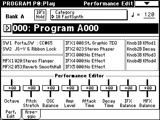 1. Program mode In this display page you can select and play programs. All MIDI data in Program P0: Play is transmitted and received on the Global MIDI Channel MIDI Channel (Global P1: 1 1a).