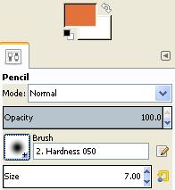 Pencil Tool The colour, brush style and the size of the pencil can be specified in the Toolbox.