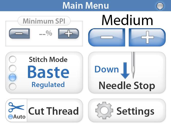 Precise Stitch Mode / Regulated If Precise mode is selected when you press the Start button on the right handle, the machine will not start stitching until you begin moving the machine.