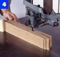 We used a holddown clamp mounted on a tapered hardwood block to hold the workpiece.