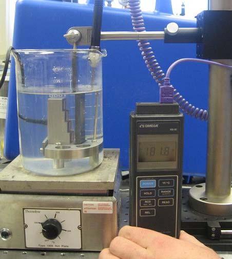 29 Figure 15: Effect of Temperature Experimental Setup. The experiment is conducted on top of a hot plate and the temperature of the system is monitored with a thermocouple.