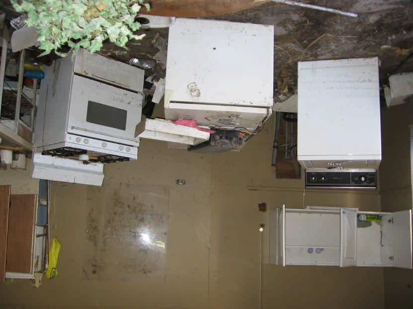 The interior of a home flooded by