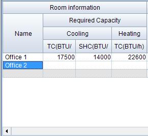 TAB then enter the sensible cooling load Double click the next blank cell in the room