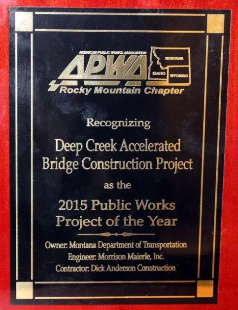 Mountain Chapter 2014 Project of the Year ACEC Montana 2015 Transportation
