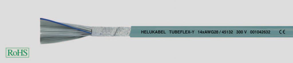 TUBEFLEX-Y roundshaped flat ribbon cable for IDC-technique, pitch 1,27 Roundshaped special Flat Ribbon Cable Conductor resistance at C max.