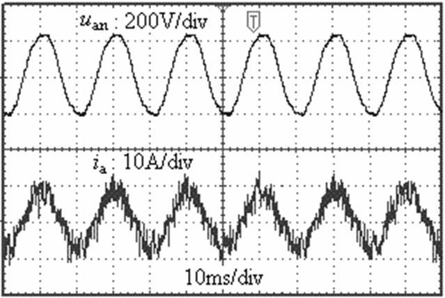 268 Journal of Power Electronics, Vol. 11, No. 3, May 2011 Fig. 7. Input voltage and current of phase A. Fig. 9. Voltage across primary side of T with the snubber. Fig. 8.