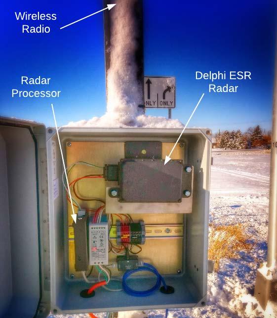 Figure 4. A typical radar station. The station consists of an ESR Delphi radar aimed to detect approaching vehicles.