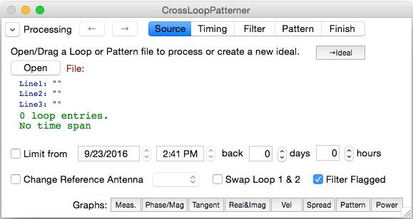 When you launch CrossLoopPatterner you ll see the follow window. CrossLoopPatterner divides the processing tasks into different sections or steps which are indicated by the button bar.