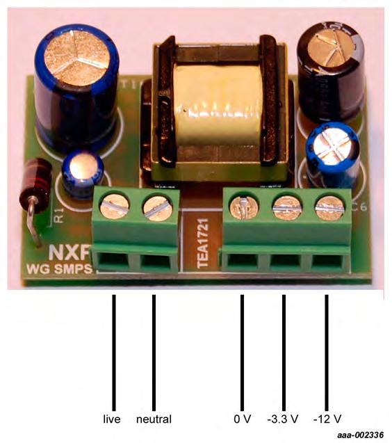 4. Demo board connections Remark: Mount the board in a shielded or isolated box for demonstration purposes. Fig 3.