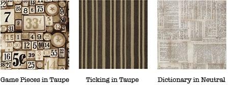 of 44-45" wide cotton for the apron bottom and upper pocket; we used Game Pieces in Taupe from the Eclectic Elements Collection by Tim Holtz for Coats 1 yard of 44-45" wide cotton for the apron