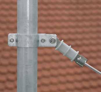 Protective Spark Gaps For use at roof supports for overhead lines For indirect connection of a roof support for overhead lines to the external lightning protection system Corrosion-resistant