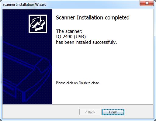 Installation 20 Scanner Installation 19 Installation complete The scanner has been installed correctly when you see this message.
