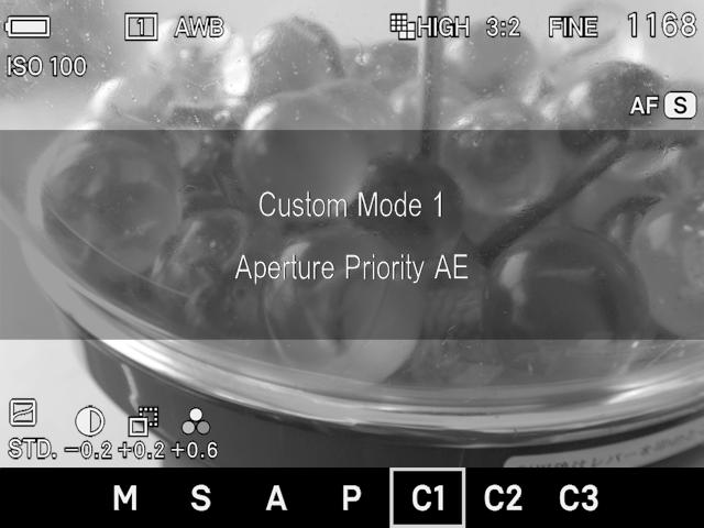 LOAD THE CUSTOM MODE SETTING Press the Mode button and set to C1, C2 or C3.