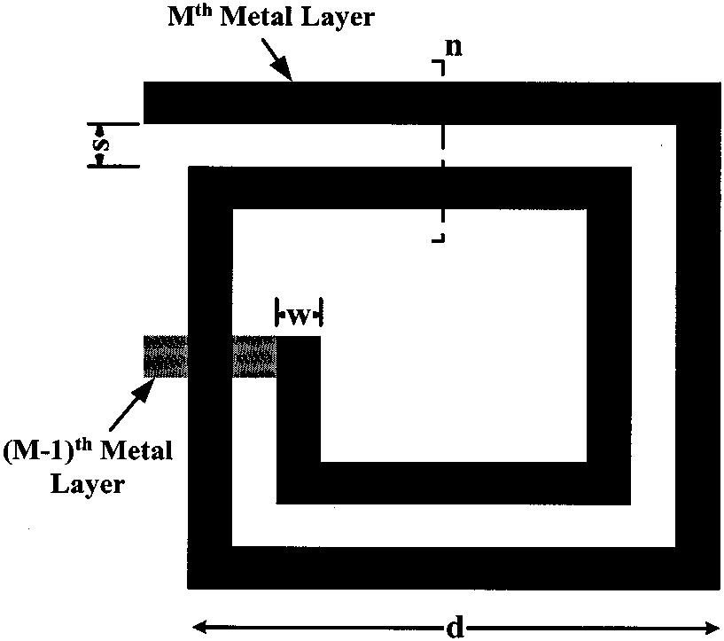 472 IEEE JOURNAL OF SOLID-STATE CIRCUITS, VOL. 37, NO. 4, APRIL 2002 Fig. 2. Structure of the conventional stacked inductor. Fig. 1. Layout and design parameters of the on-chip spiral inductor.