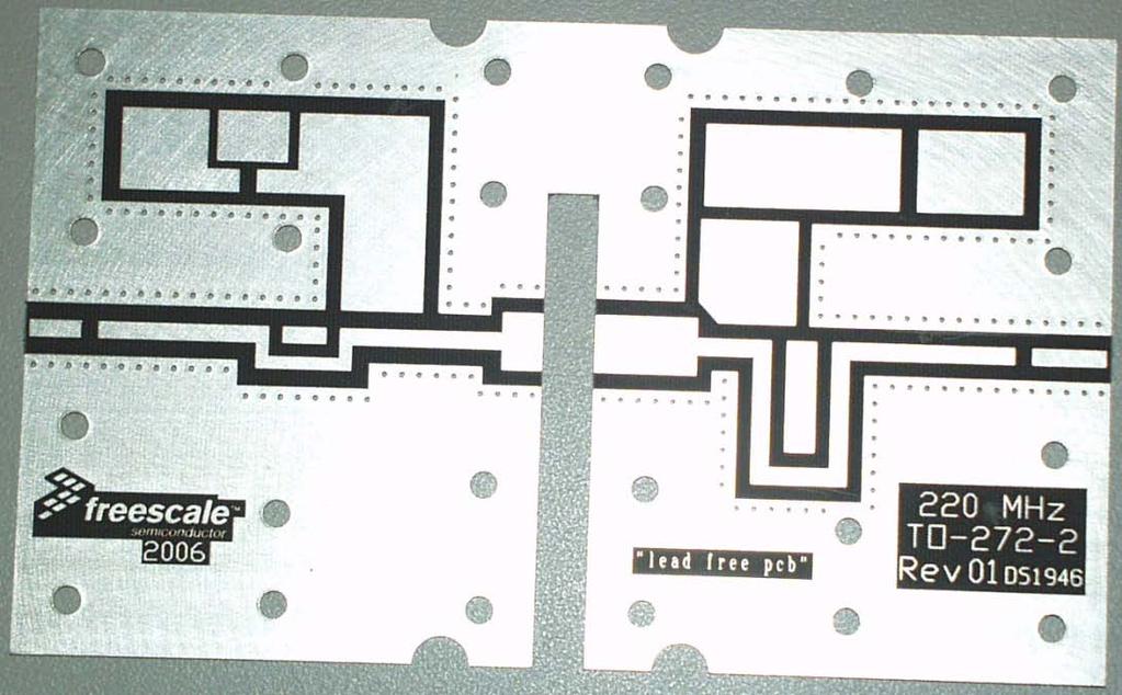 Figure 20: Vias drilled by Quick Circuit with bailbars Driver Prototype Freescale sent a PCB for 220MHz model of the driver and it was determined that this would perform satisfactorily.