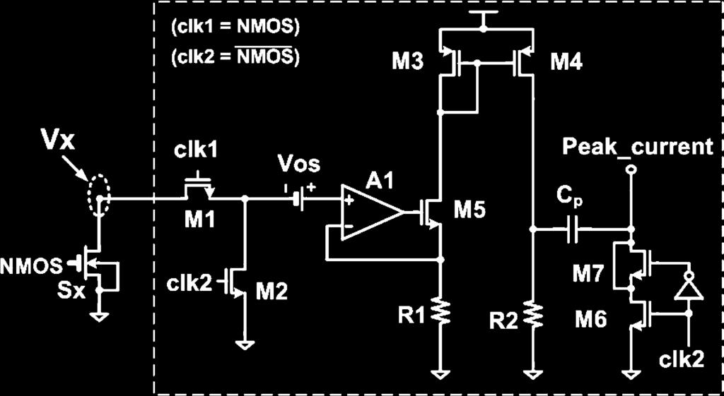 2708 IEEE JOURNAL OF SOLID-STATE CIRCUITS, VOL. 42, NO. 12, DECEMBER 2007 Fig. 6. Peak-inductor-current sensor. Fig. 5. Timing diagram of the OPDC SIMO dc dc converter. B.