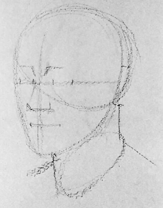 DEMONSTRATION 6. BLOND MAN 58 Step 1. To draw a portrait in which you combine slender lines, broader strokes, and blending, try a stick of hard pastel.