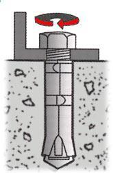 Drill hole of recommended diameter, see chart below, into the base material to a depth equal to, or slightly deeper than the length of the expansion shield.