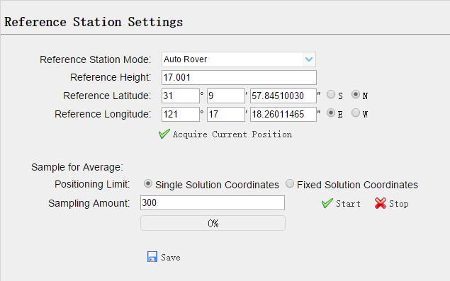 6. Configuring through a web browser For Reference Station Mode: There are three modes available: a) Auto Rover: The receiver will serve as a rover after this mode is enabled, and then receive