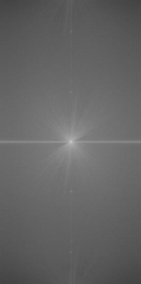 The image The power spectrum of the image In the center of the power spectrum (the bright star) there is the low frequency information of the image (the solid color areas of the image) and in the